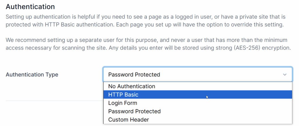 The screenshot displays authentication settings in the Site Configuration interface