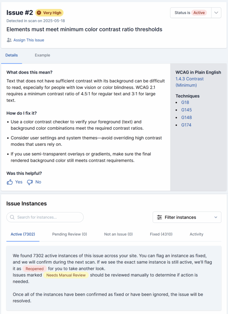 Image displaying the issue details.
