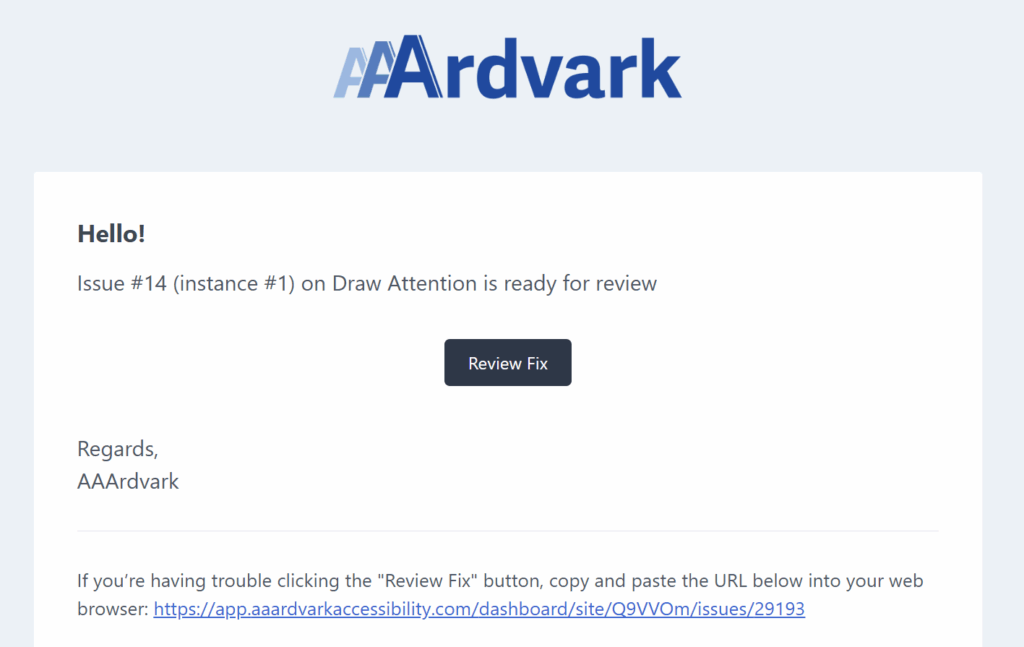 Manual Issue review notification