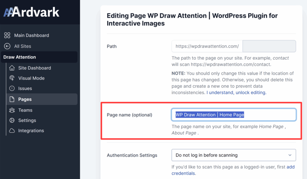 The screenshot displays the edited page title and how to save it.
