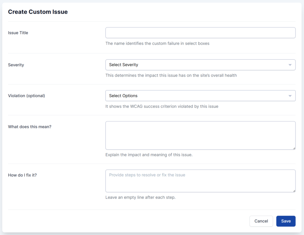 Creating a new custom issue