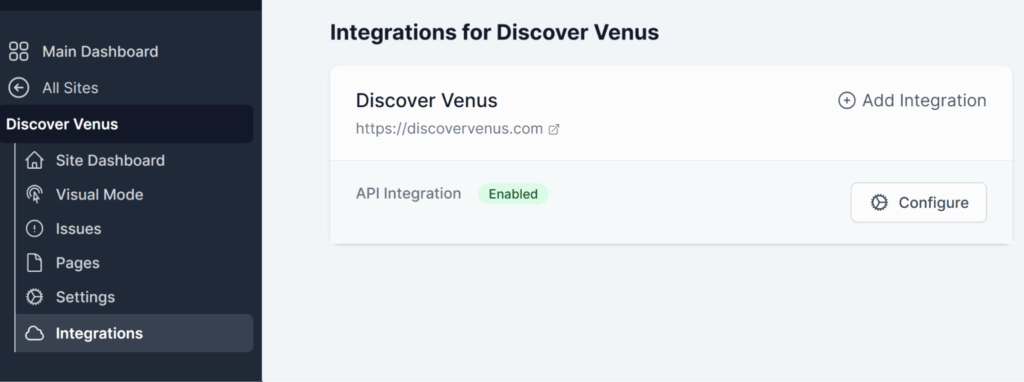 API integration enabled
