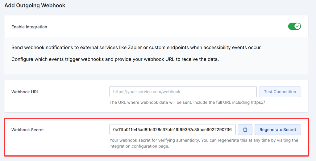 Copy the Webhook Secret from this screen - you'll paste it into Zapier next.